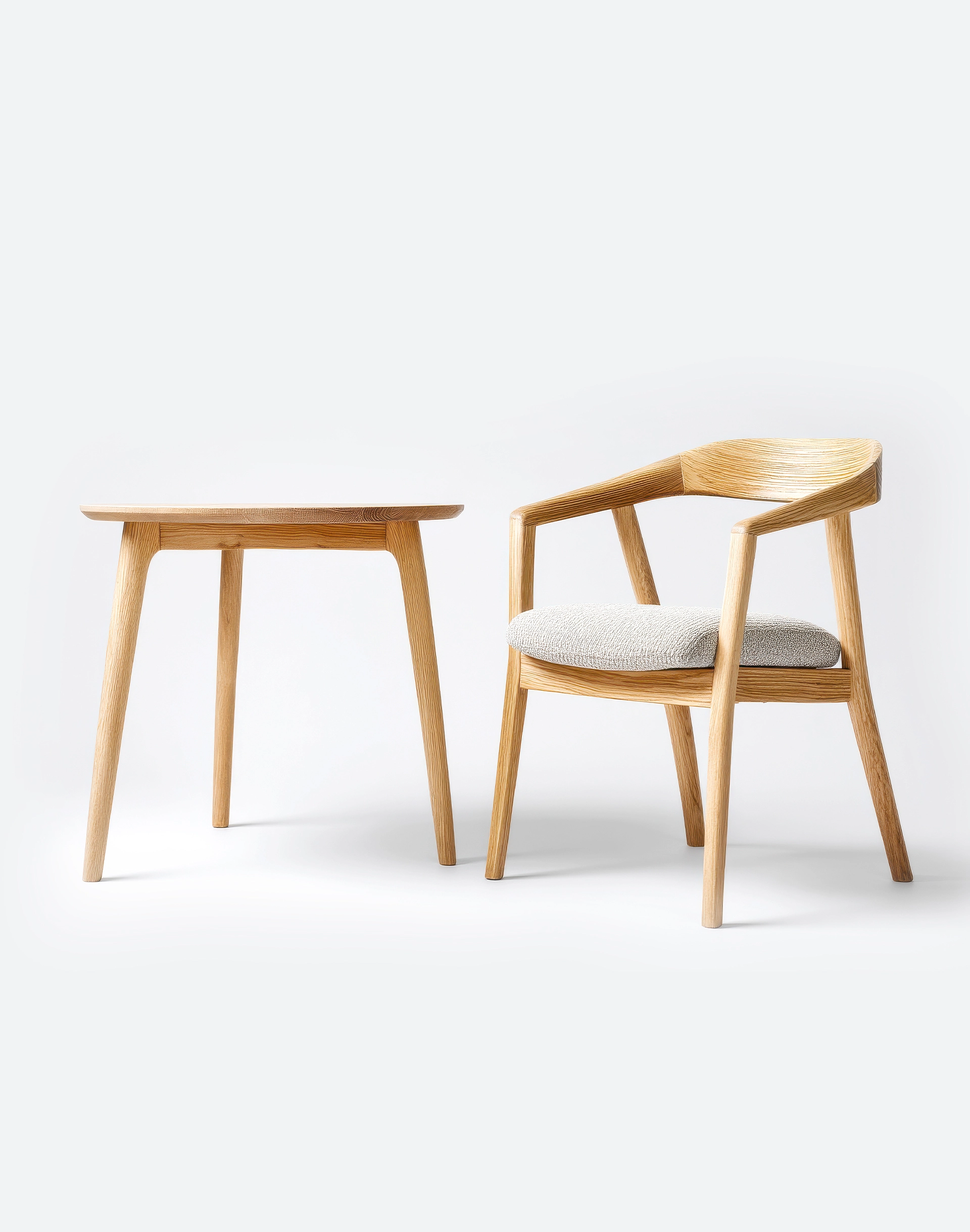 Modern wood table and chair